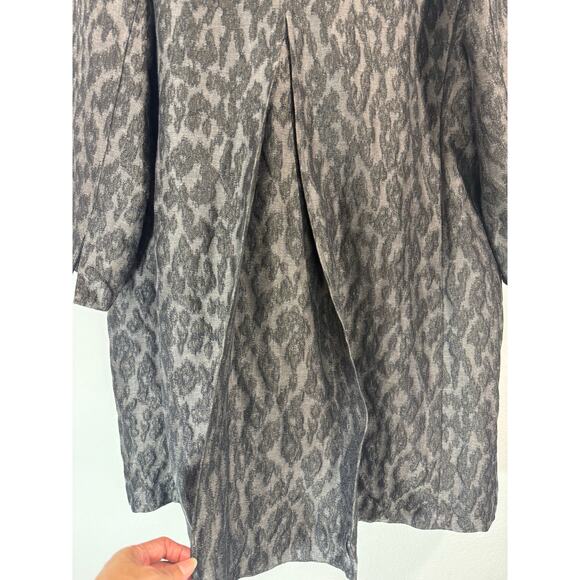 Eileen Fisher Blurred Ikat Jacquard Coat L/XL Cotton Silk Open Front Jacket - Picture 7 of 13